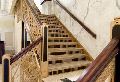 State Street Art Deco Lobby Remodel Including Intricate Staircase Detail by Commercial Builder & General Contractor Structural Enterprises