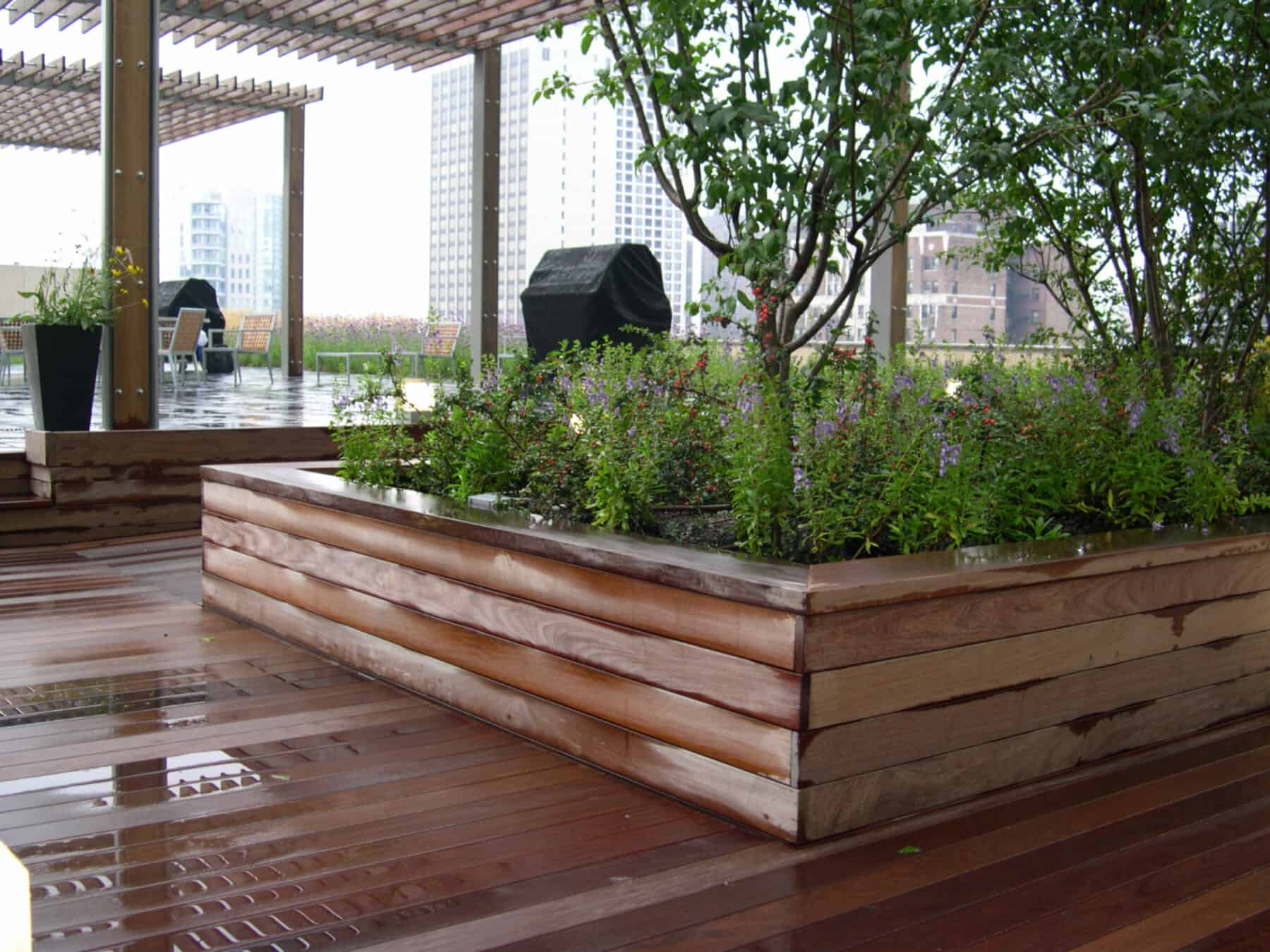 Michigan Contemporary Rooftop Deck with Ipe Container Garden by Commercial Builder & General Contractor Structural Enterprises
