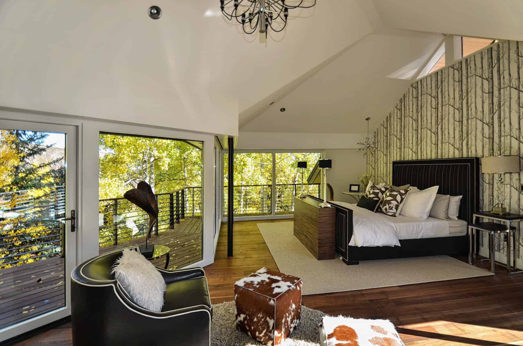 Furnished Bedroom in Custom Home by Aspen, Colorado Custom Home. Luxury Home Building Interiors