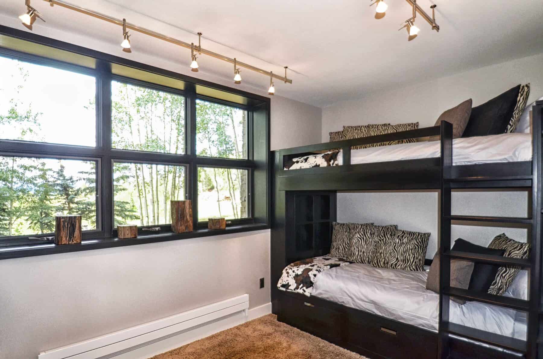 Custom Bunk Beds with Storage in Aspen, Colorado Custom Home. Luxury Home Building Interiors