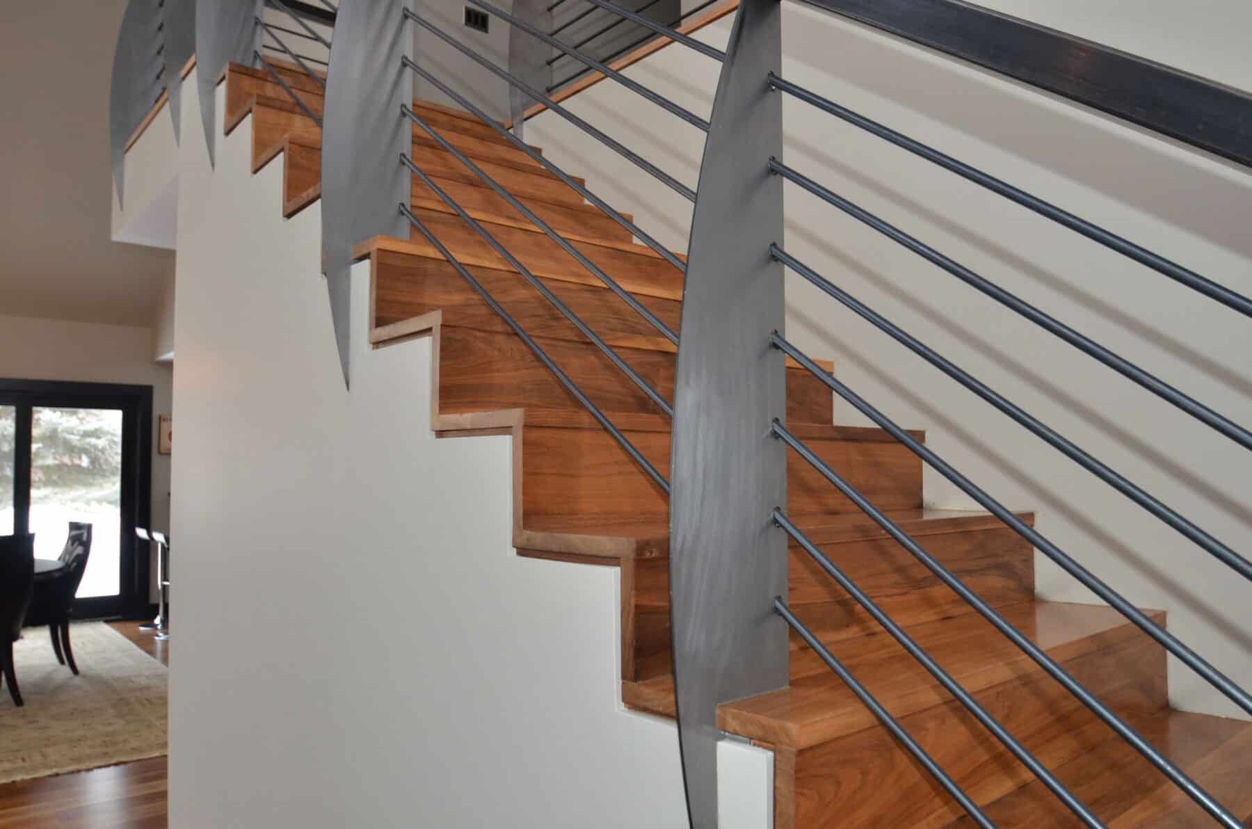 Award Winning Metal Art Staircase in Mountain Modern Home in Custom Fabrication & Specialty Contractors S&E Design Build Featured Project: Basalt Custom Home