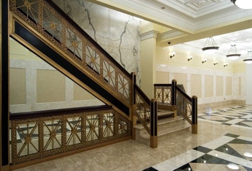 Custom Fabrication of Art Deco Intricate Architectural Metal Staircase from Construction Specialty Projects by Commercial Builder & General Contractor Structural Enterprises
