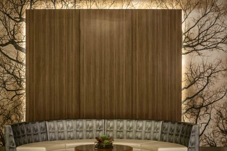 Custom Image Printed on Laminate Panels with Backlit Walnut Wall Panels by Construction Specialty Projects by Commercial Builder & General Contractor Structural Enterprises