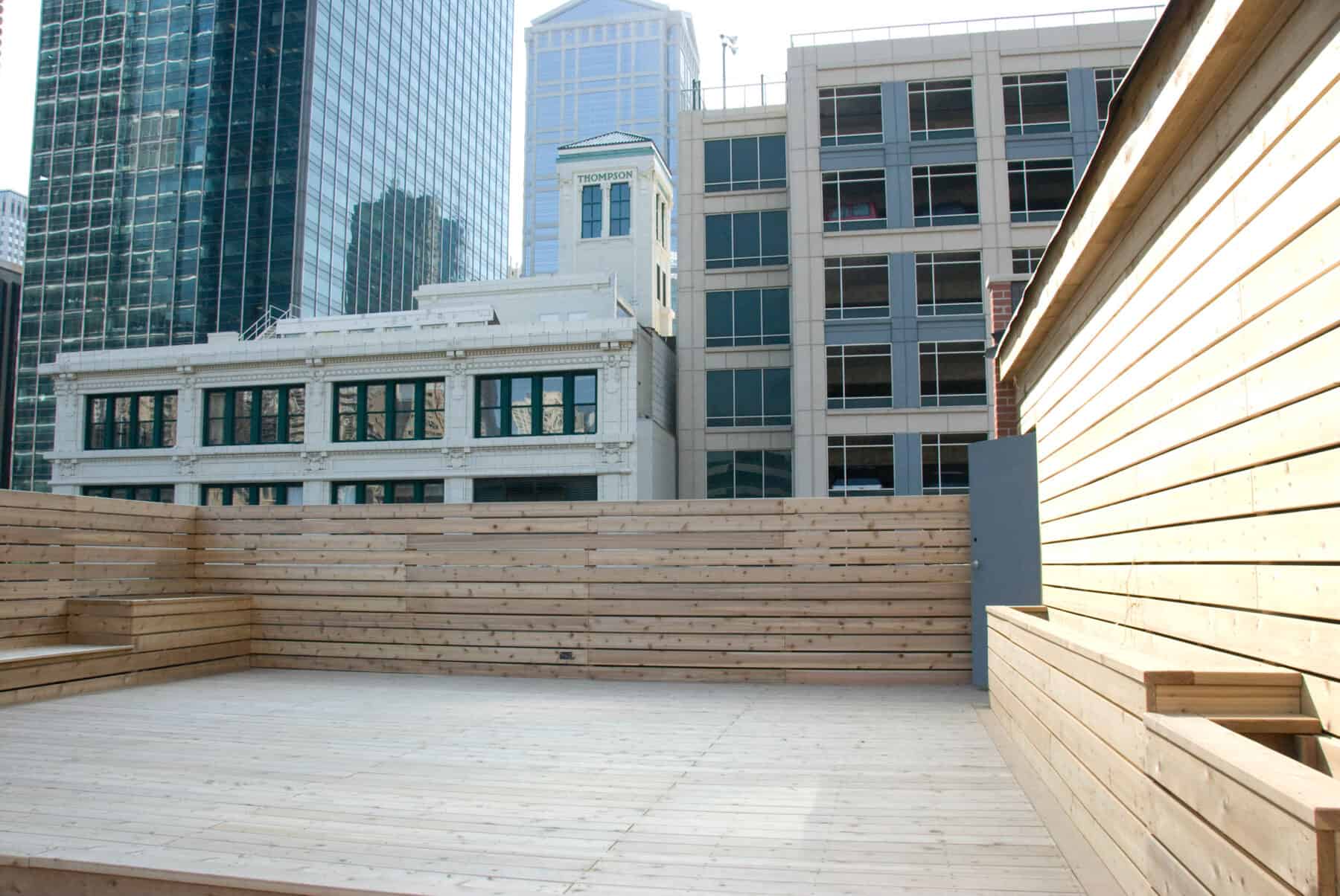 Custom Rooftop Deck with Wood Plant boxes, Fence and Walkways from Construction Specialty Projects by Commercial Builder & General Contractor Structural Enterprises