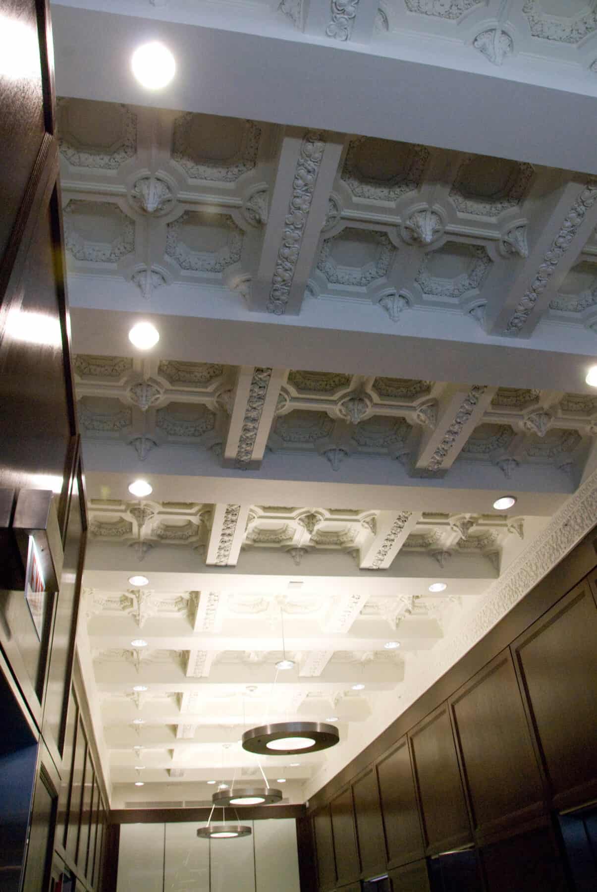 Intricate Ceiling Details and Millwork for Adams Street Lobby Remodel by Commercial Builder & General Contractor Structural Enterprises